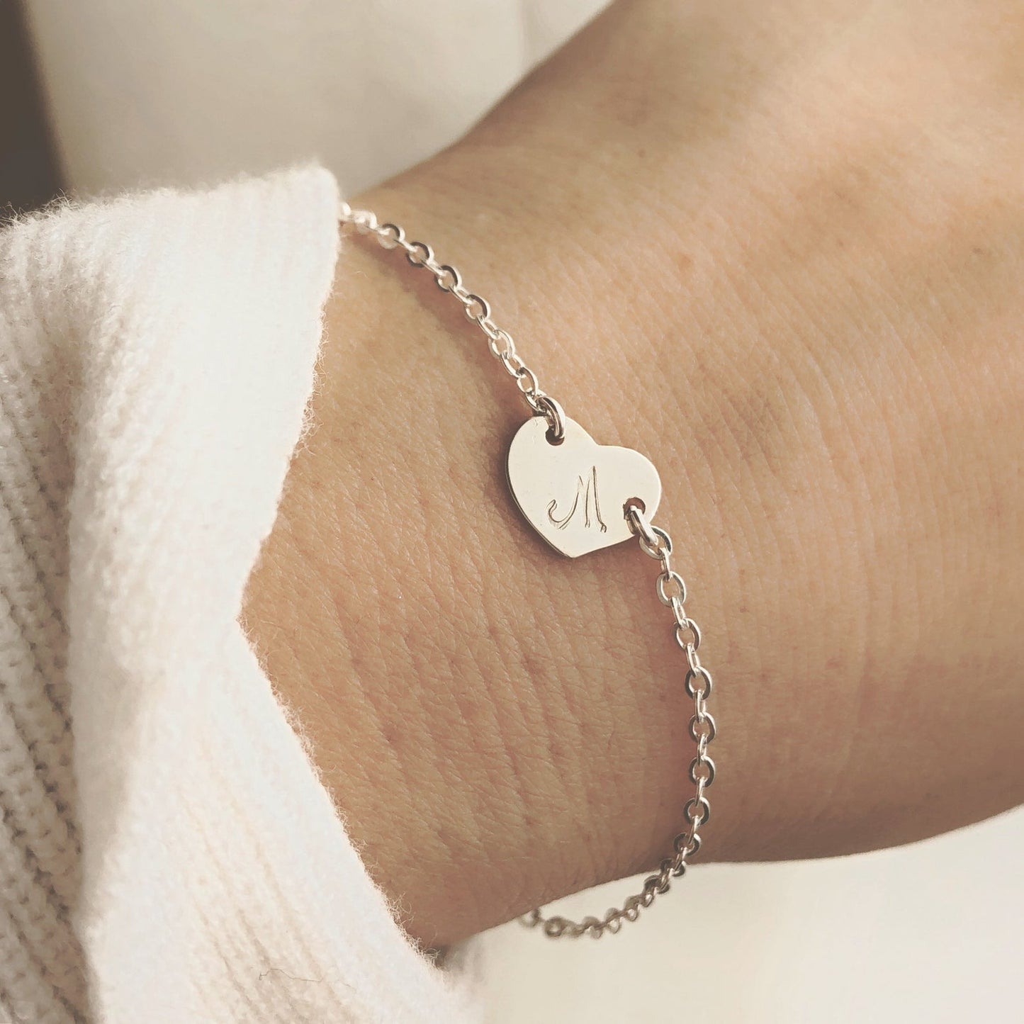 Dainty Heart Initial Bracelet