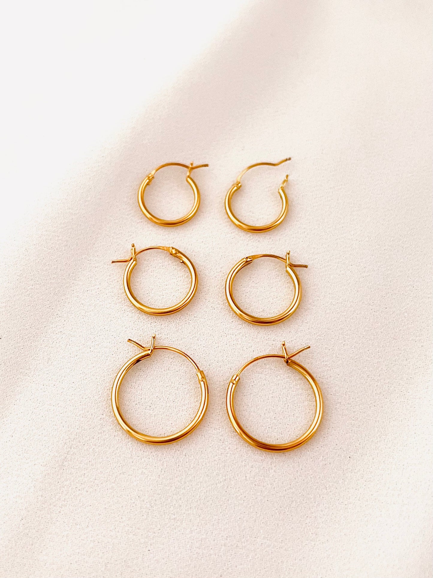 Hoop Earrings Set, Set Of 3, French Lock Hoop Earrings Set, Gift Set, Classic Hoops Set, Simple Hoop Earrings Set, Gift For Her, Minimalist Jewelry, Everyday Jewelry, Simple and Dainty