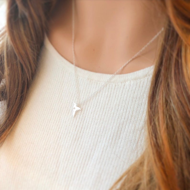 Sterling Silver Hummingbird Necklace, Dainty Bird Necklace, Hummingbird Necklace, Everyday Wear, Bird Necklace, Graduation Gift, Gift Ideas, Perfect gift for you or loved one, It's a good choice to be grandma gift, girlfriend gift, Mothergift, daughtergift, sister gift, wife gift, best friend or any bird lovers.