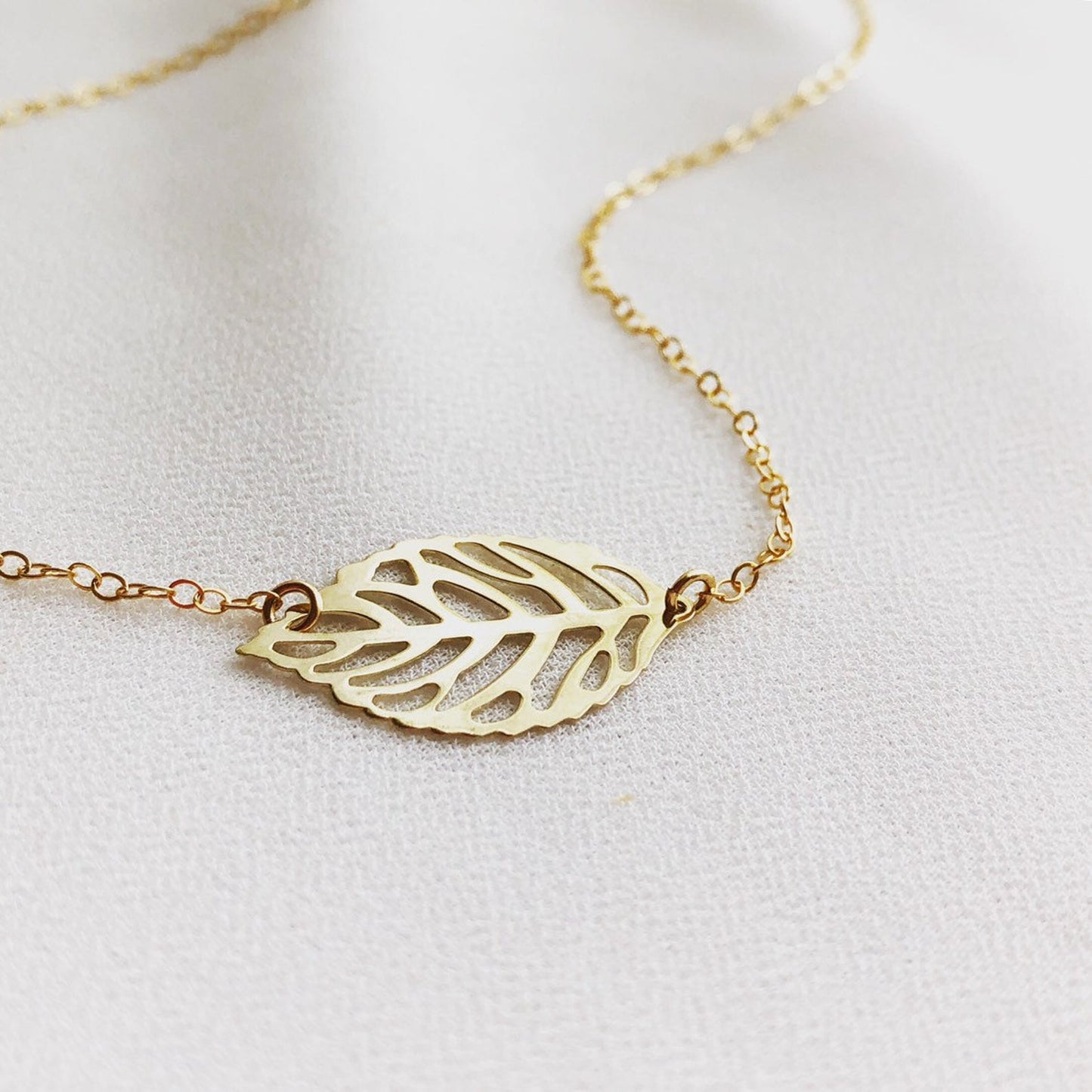 Sideways Leaf Necklace