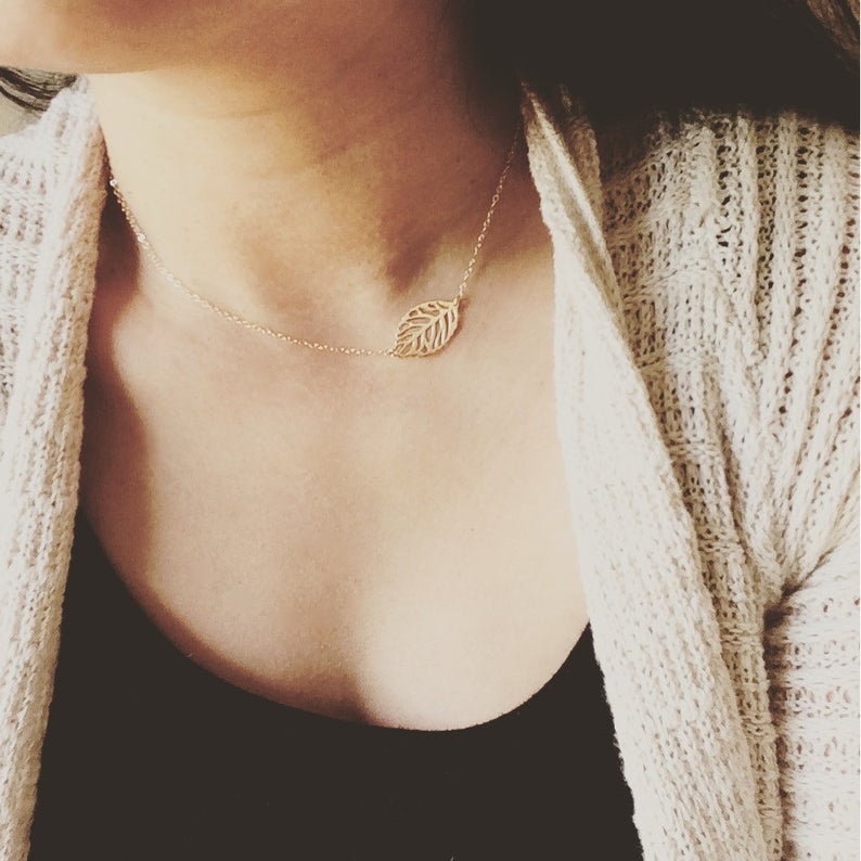 Sideways Leaf Necklace