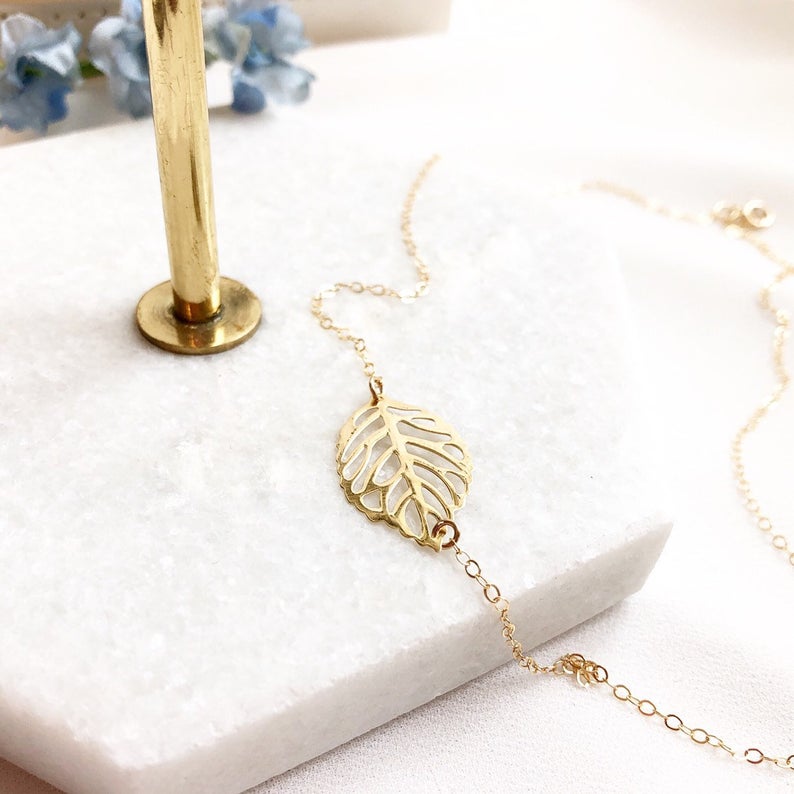 Sideways Leaf Necklace