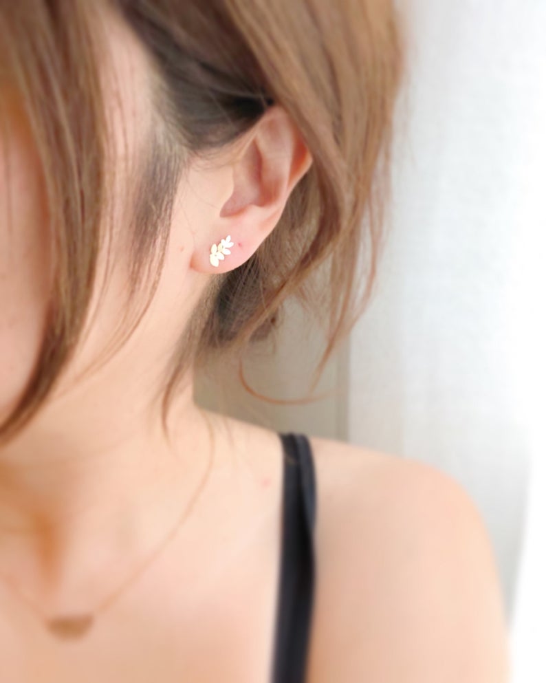 Leaf Earrings, Golden Leaf Stud Earrings, 14K Solid Gold Leaf Single Stud Or A Pair, Gold Leaf studs, Leaves Stud Earrings, Mothers Gift, Delicate Jewelry, Mothers Gift, Coco Wagner Jewelry, Gift For Her, Gift Ideas, Birthday Gift, Anniversary Gift, Christmas Gift Ideas, Minimalist Jewelry, Everyday Jewelry, Christmas