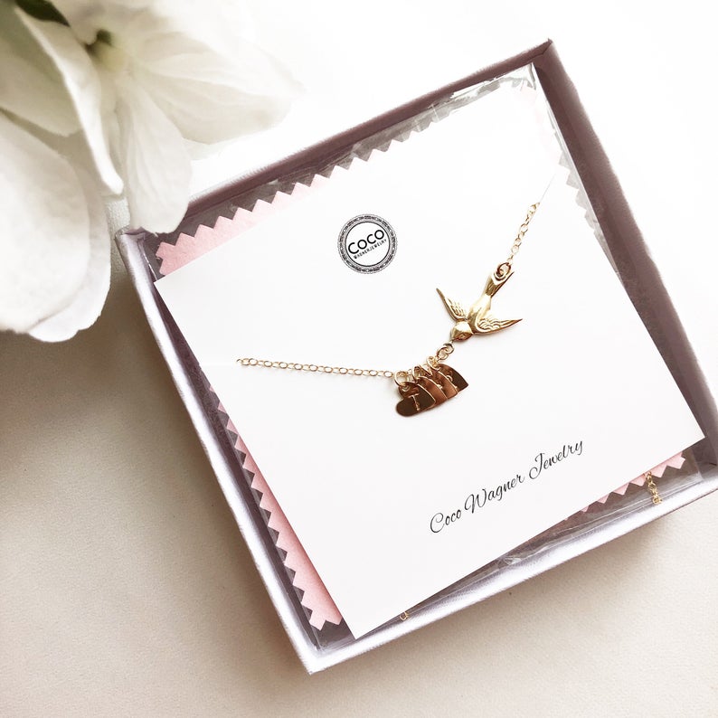 Bird Initial Necklace, Mama Bird Necklace, Dainty Necklace, personalized jewelry , Bird jewelry, Initial Necklace, Mama Bird Necklace, Monogram and Name, Simple and Dainty, personalized jewelry, dainty jewelry, custom jewelry, Christmas gifts, thanksgiving present, holidays, birthday present