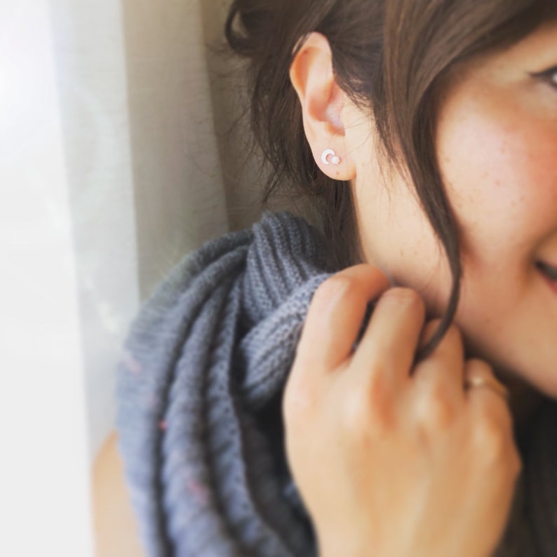 Opal Stud Earrings, White Opal Stud Earring, Opal Earrings, Opal Sterling Silver Studs, Tiny 3mm Opal Studs, Birthday Gift, Flower Girl Gift