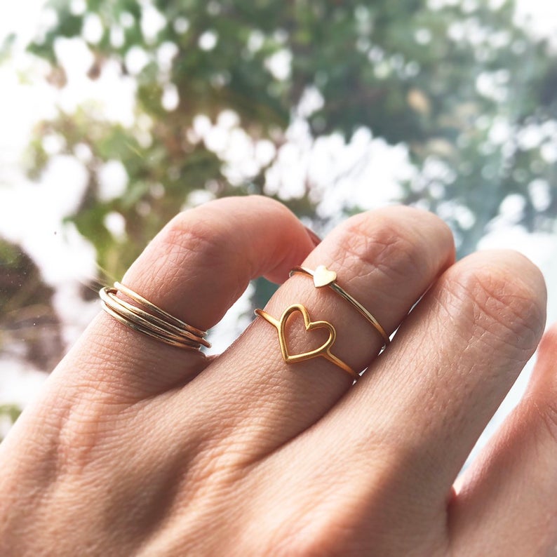 Open Heart Ring, Heart Ring, Open Heart Ring, Stacking Ring, Thin Dainty Heart Ring, Minimalist Jewelry, Gift For Her, Gift Ideas, Stacking ring, Dainty Ring, Valentines Gift, Valentines Gift ideas, birthday gifts, heart, heart jewelry