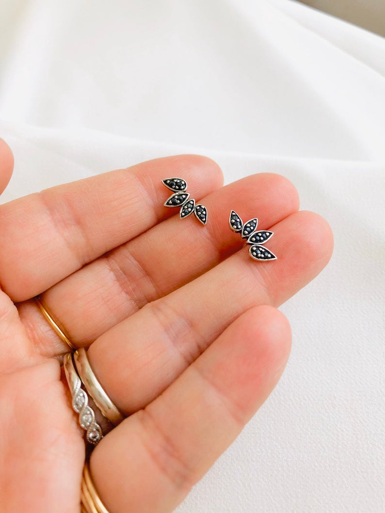 Dainty Silver Earrings, Climber Earrings, Stud Earrings, Zircon Earrings, Dainty Jewelry, CZ Stud Earrings, Minimalist Jewelry, Mothers Day
