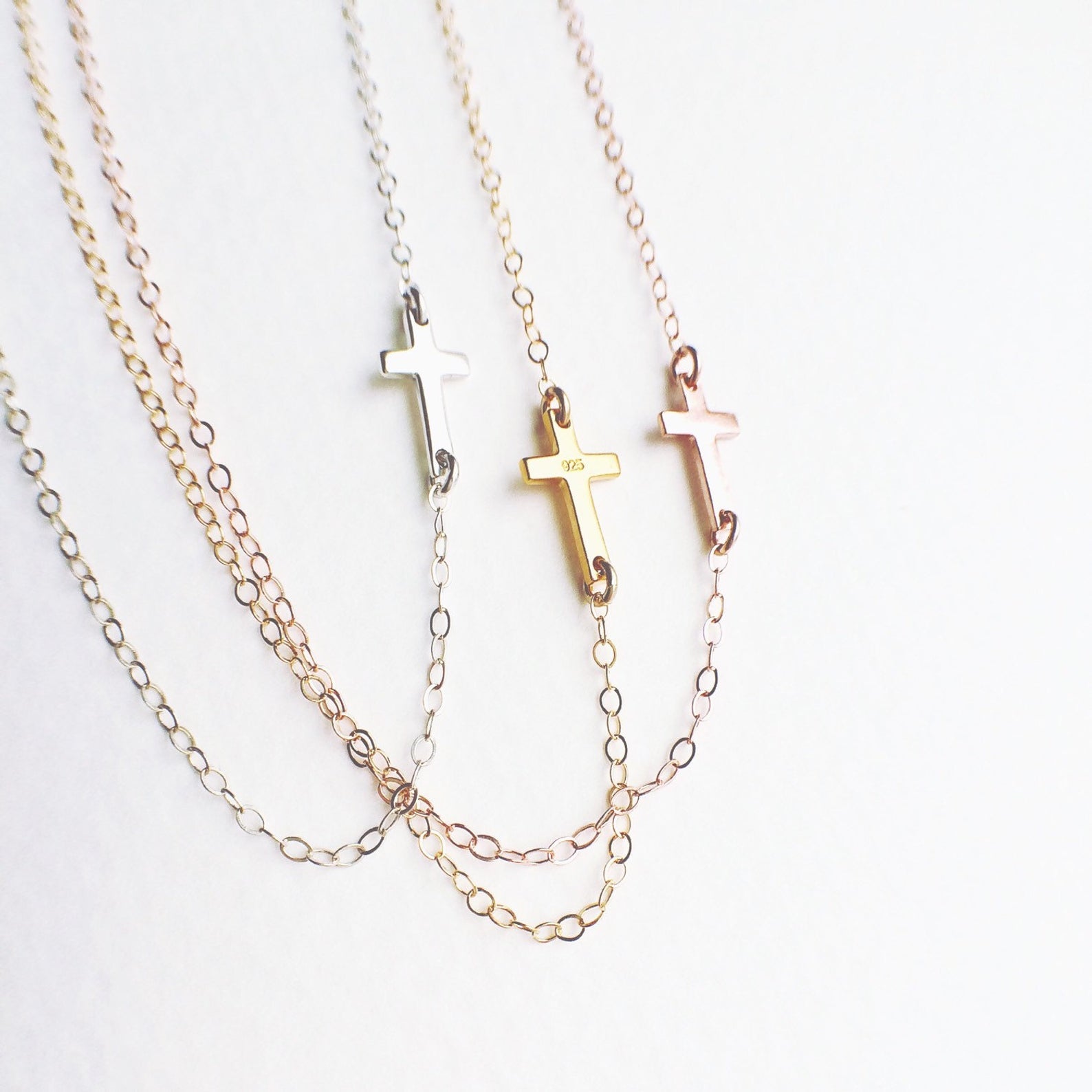 Tiny sideways cross on sale necklace