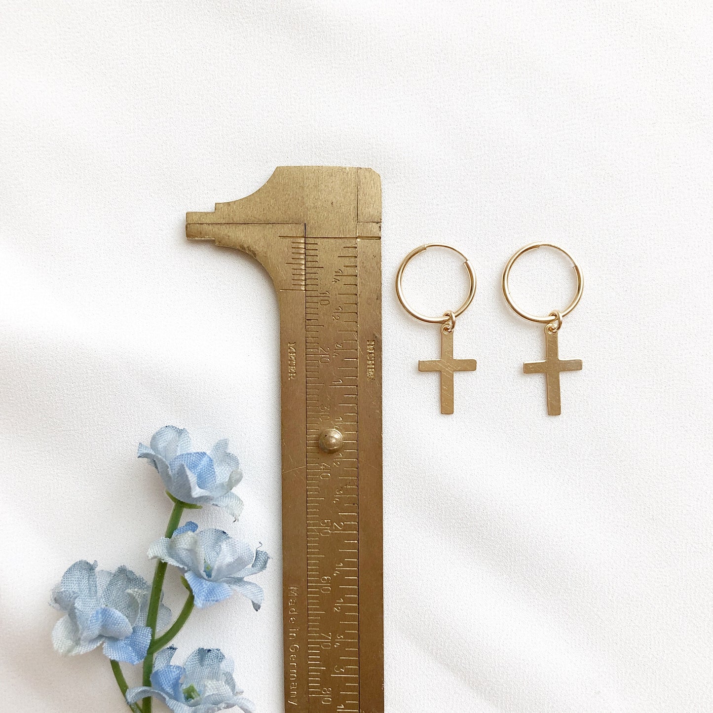 Cross Hoop Earrings, Cross Jewelry, Hoop Earrings, Religious Jewelry, Minimalist Jewelry, Everyday Jewelry, Mothers Day, Dainty Earrings