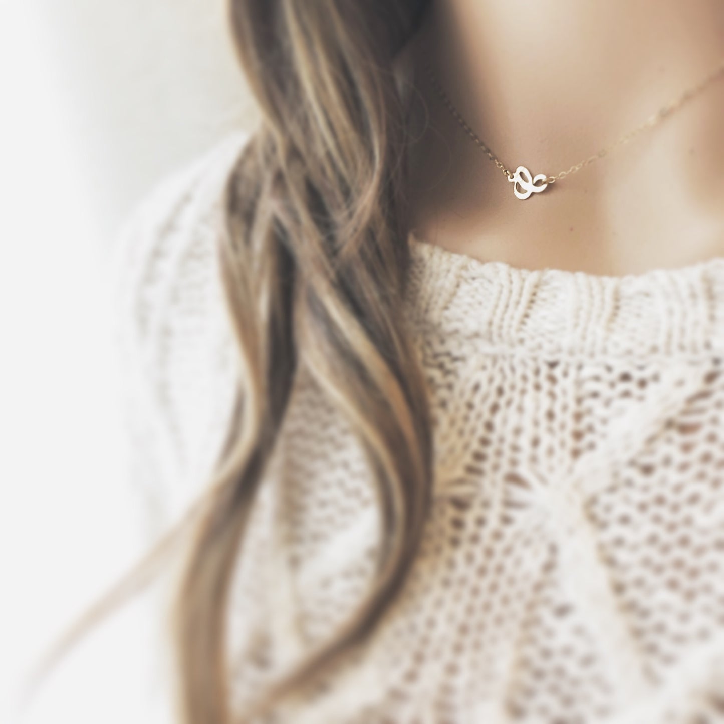 Gold Script Letter Necklace