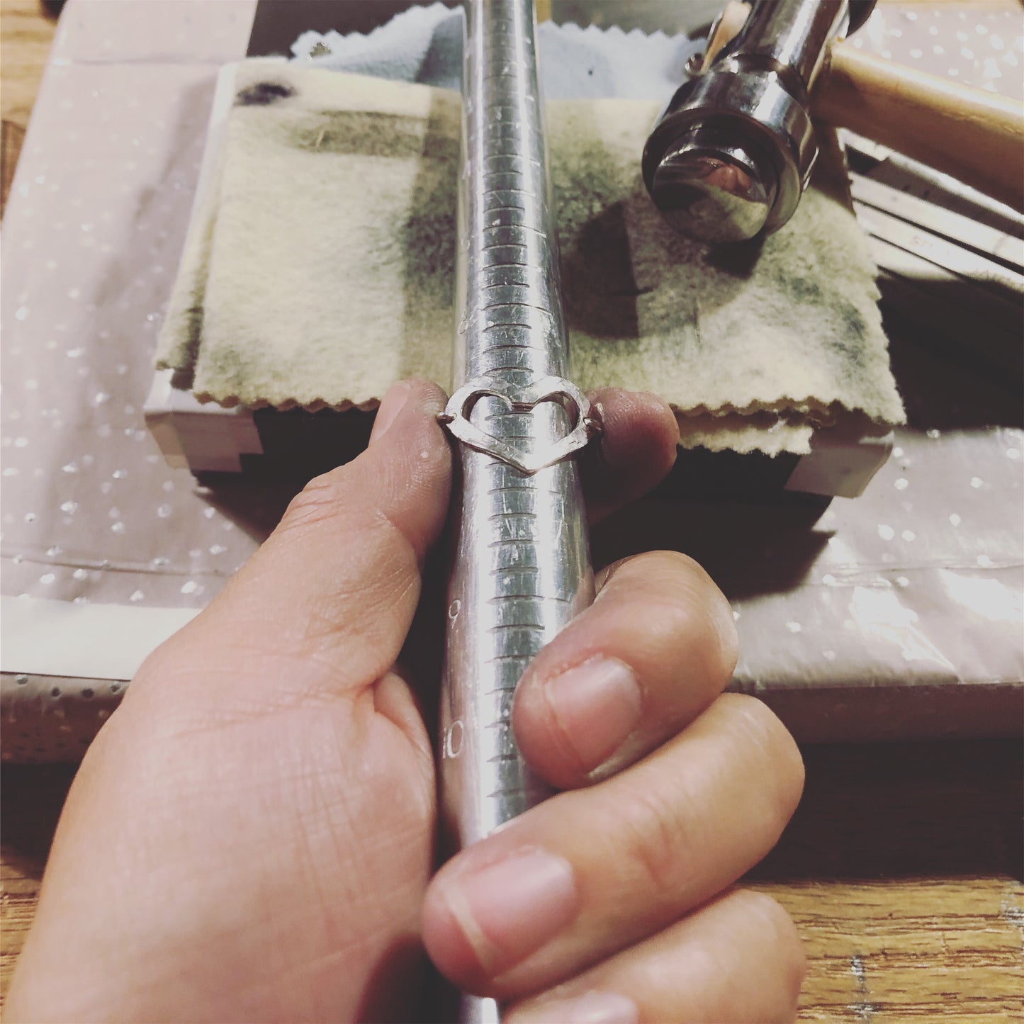 Hammered Open Heart Ring