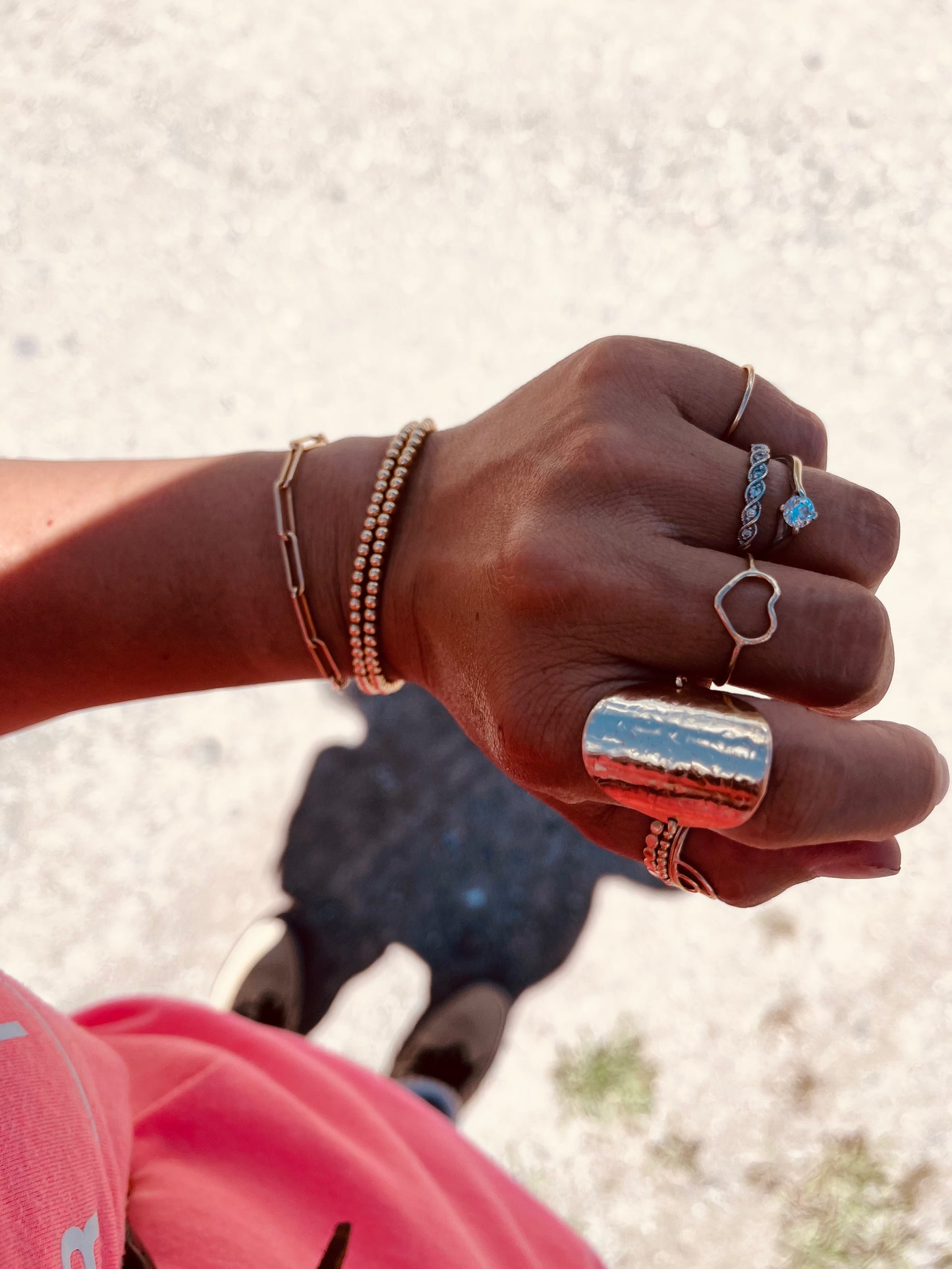 Crafted from 14K gold-filled and delicately hammered, these stylish large disc rings are the perfect statement to complete any look. They make wonderful stacking rings, but can be worn alone to add a chic touch of elegance to your wardrobe.
