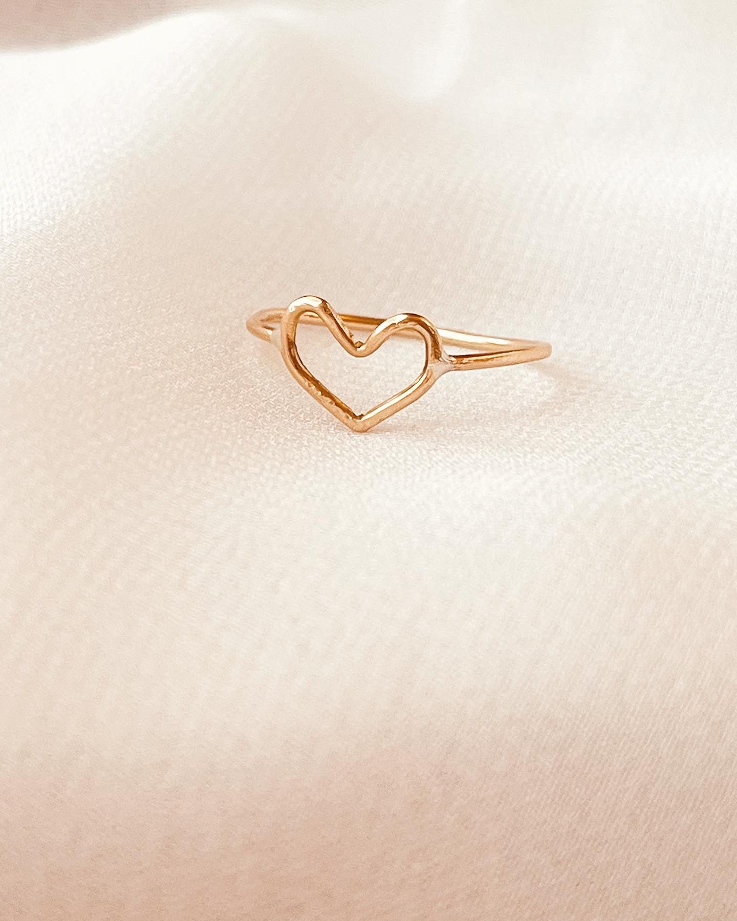 Open Heart Ring, 14K Gold Filled Ring, Heart Stacking Ring, Heart Ring, Everyday Jewelry, Valentine's Day Gifts For Her, Statement Rings, Stacking Rings, Stackable Rings, Dainty Rings, Delicate Rings, gift for girlfriend, minimalist jewelry, dainty jewelry