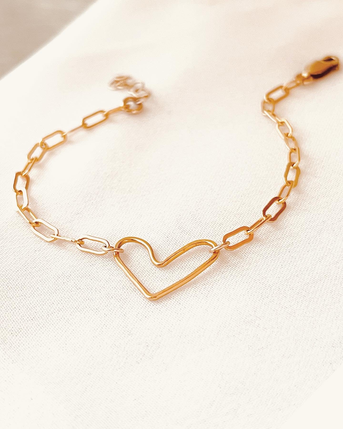 Mini Open Heart Bracelet, Heart Bracelet, Heart Jewelry, Paperclip Chain Bracelet, Minimalist Chain and Link, Valentine's Day Gifts For Her, Chain Bracelet, Link Bracelet, Everyday Jewelry, Simple and Dainty, Minimalist Jewelry, Coco Wagner Design, Gift For Her, Holiday Gift Ideas, Chain Bracelet, Link Bracelet, Stack bracelets, Gold filled bracelets, Gold Chain Bracelet, Chain and Link, Gold chain Bracele, valentines gift, gifts