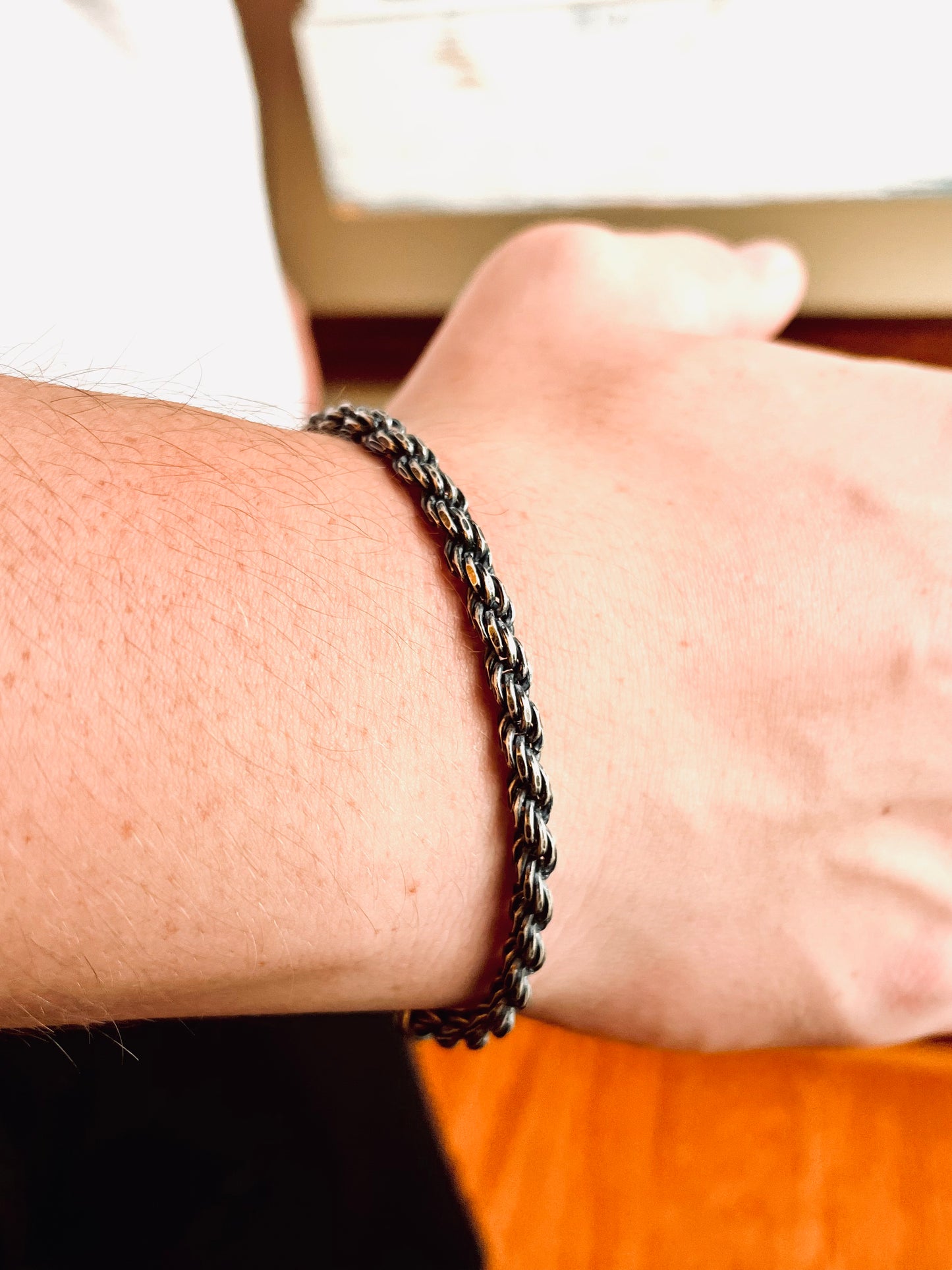 Man Bracelet, Oxidized Rope Chain Bracelet, Men's Jewelry, Men's Gift, Boyfriend gift, gift for him, Rope Chain Bracelet, Sterling silver bracelet, thick mens bracelet, chunky bracelet, chunky jewelry for men