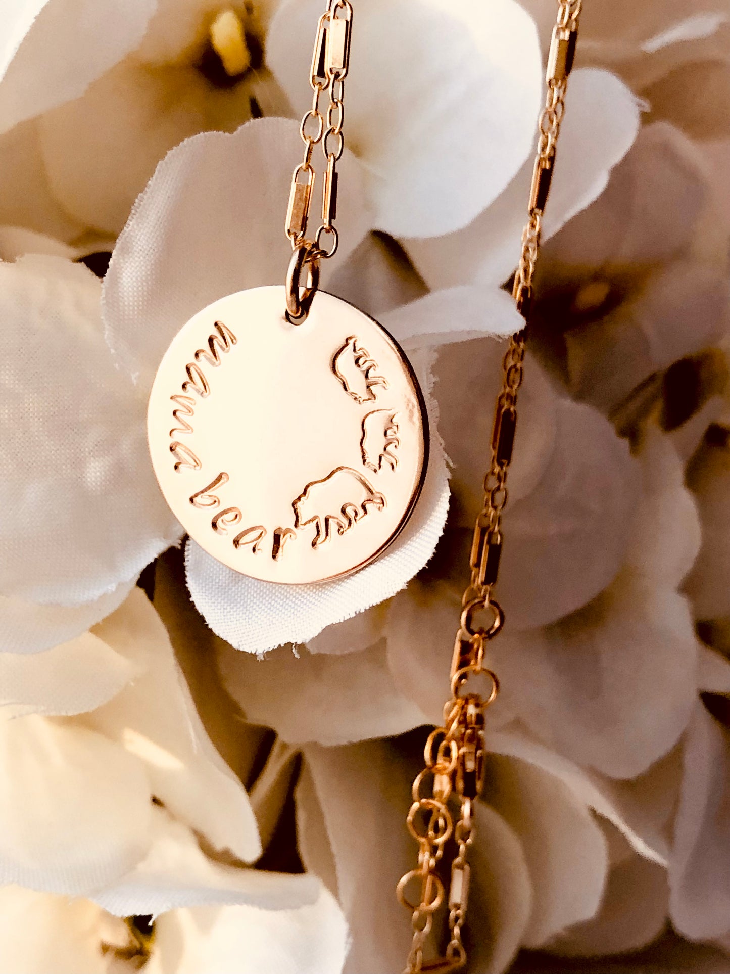 Mama Bear Disc Necklace, 3/4" Disc Necklace, Mama Bear Necklace With Cubs, Gift For Her, Mother's Gift, Monogram and Name Necklace