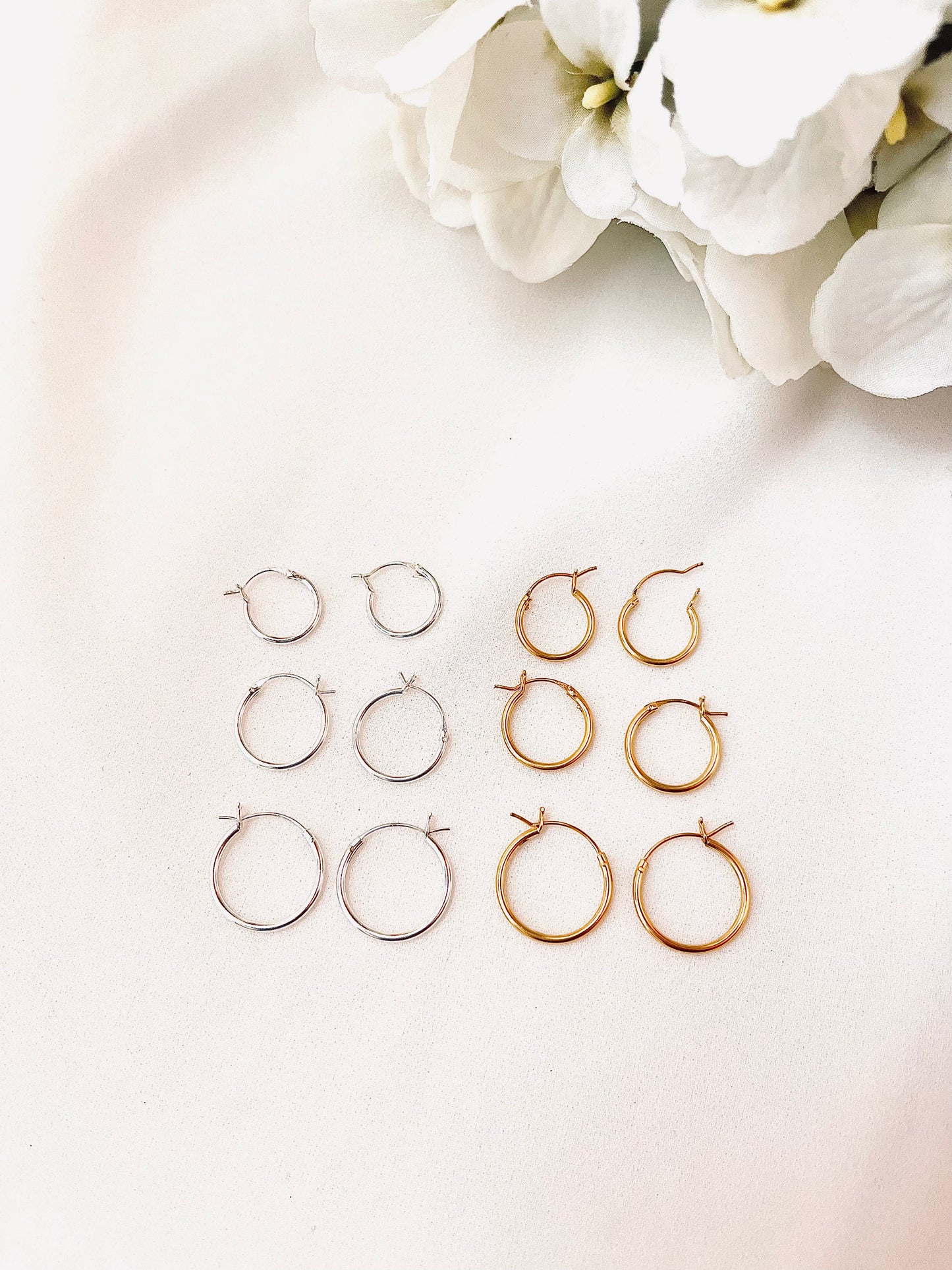 Hoop Earrings Set, Set Of 3, French Lock Hoop Earrings Set, Gift Set, Classic Hoops Set, Simple Hoop Earrings Set, Gift For Her, Minimalist Jewelry, Everyday Jewelry, Simple and Dainty