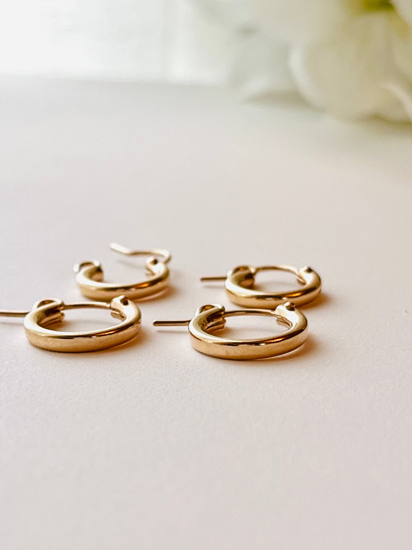14K gold Filled Huggies, Set, Thick Hoop Earrings, Tube Hoops, Hoop Earrings, Minimalist, Ready To Ship