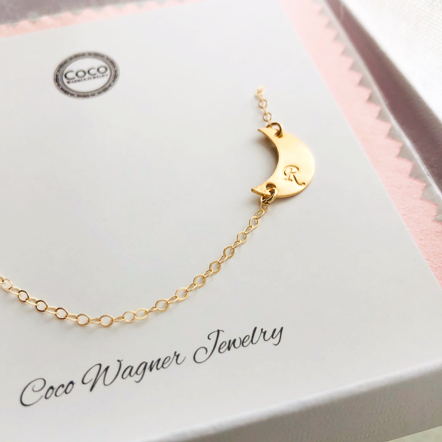 Moon initial necklace, Moon necklace, Initial necklace, moon jewelry, holidays gift, gift for her, valentines gifts, birthday present, birthday gift, Mother’s gift, Christmas gift, holidays gift