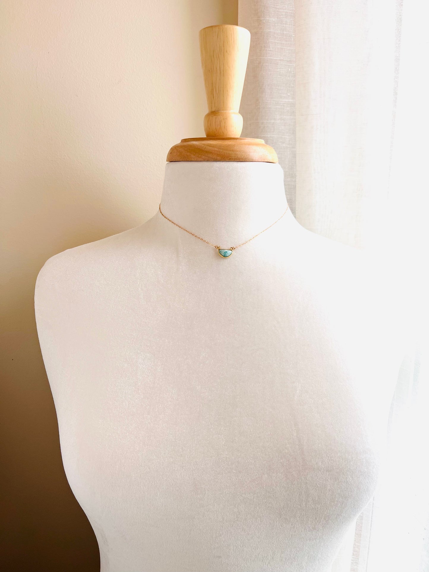 Half Moon Gemstone Necklace