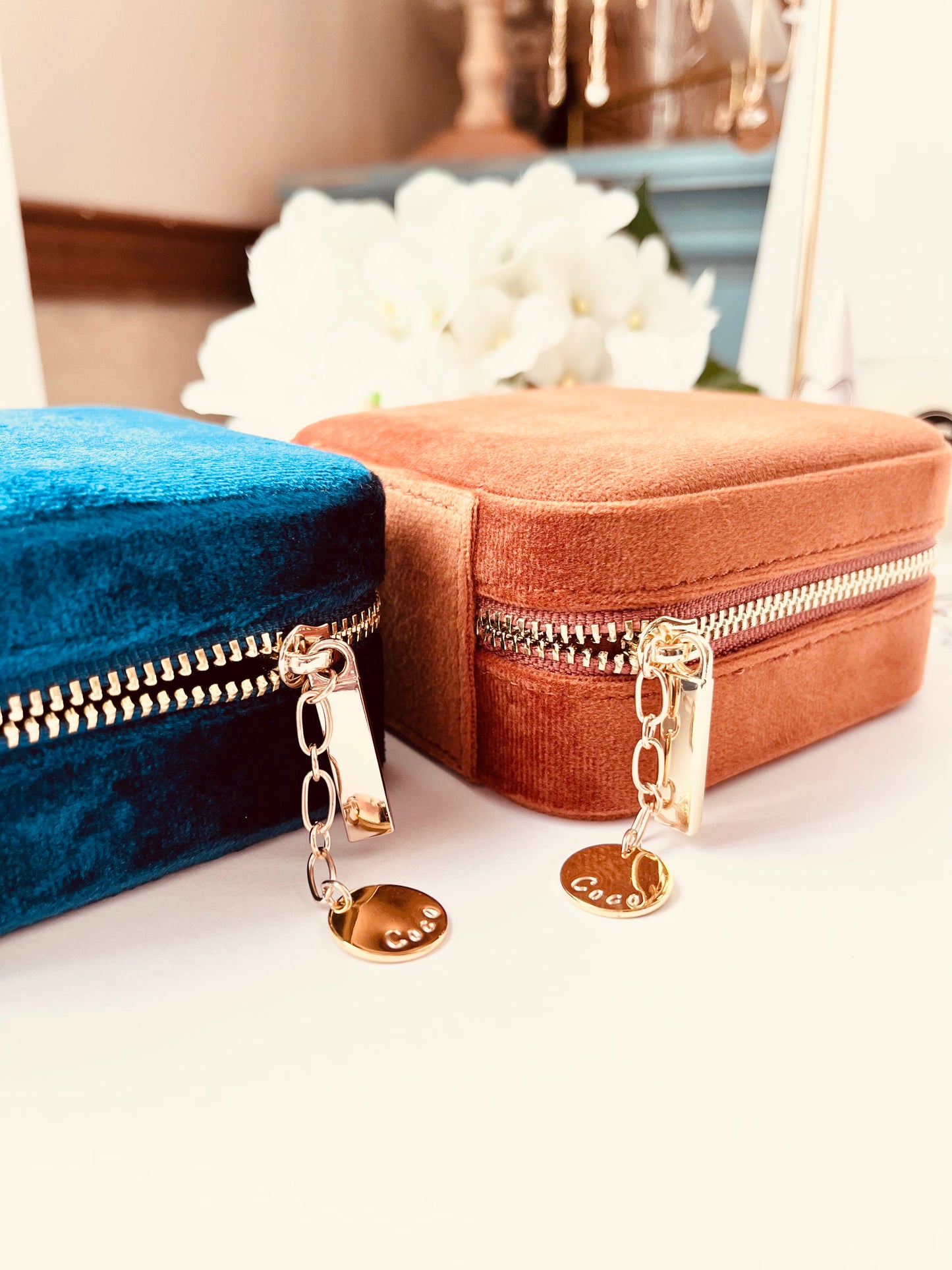 Custom Name Velvet Travel Jewelry Case, Custom Name Jewelry Box, Small Jewelry Organizer, Custom Name Gift, Personalized Jewelry Storage Case, Gift For Her