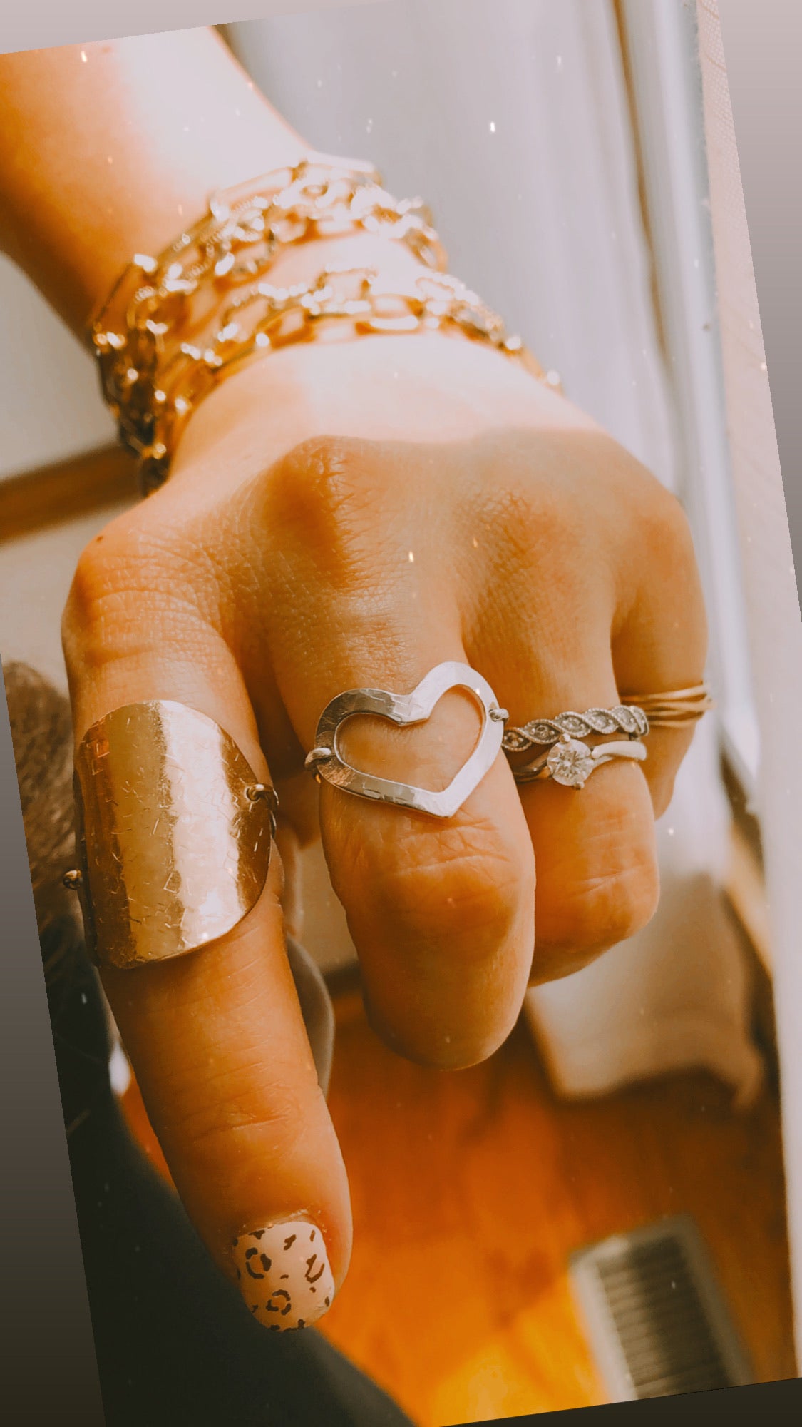 Hammered Open Heart Ring