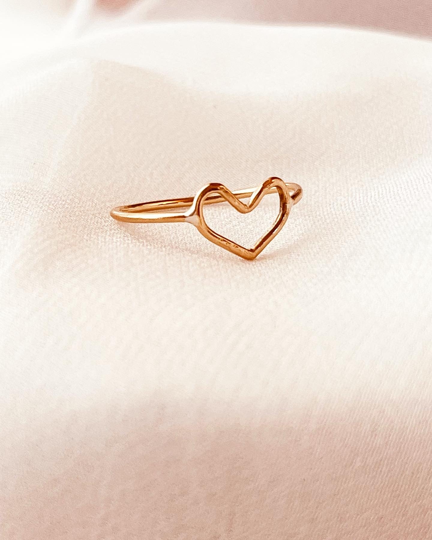 Open Heart Ring, 14K Gold Filled Ring, Heart Stacking Ring, Heart Ring, Everyday Jewelry, Valentine's Day Gifts For Her, Statement Rings, Stacking Rings, Stackable Rings, Dainty Rings, Delicate Rings, minimalist jewelry