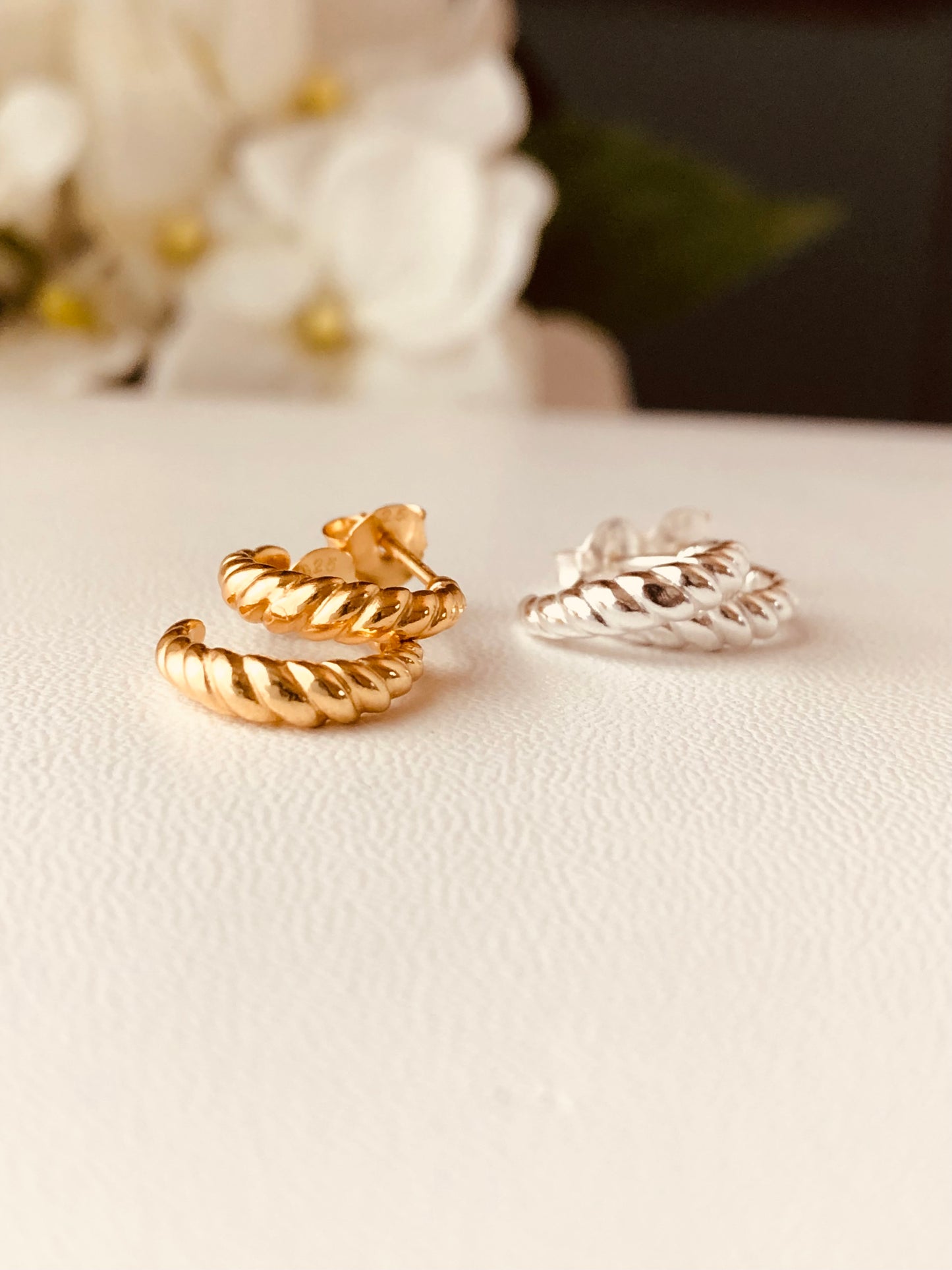 Twist Hoop Earrings, Half Hoop Earrings, Open Hoop Earrings, Half Hoop Studs, Simple Hoop Earrings, Gift For Her, Christmas Gift Ideas