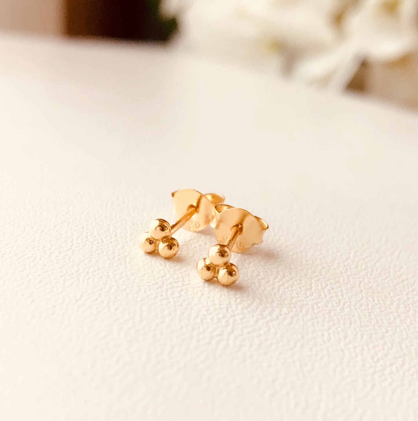 Triple Ball Stud Earrings, Ball Stud Earrings, Gold Ball Earrings, Beaded Studs, Dot Studs, Tiny Stud Earrings, Geometric Studs