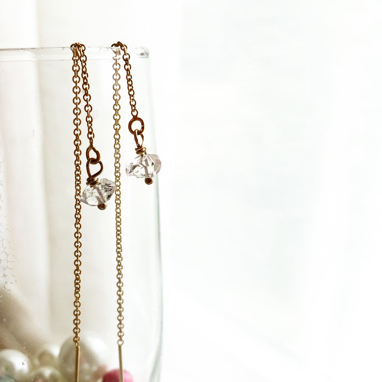 Herkimer Diamond Threader Earrings