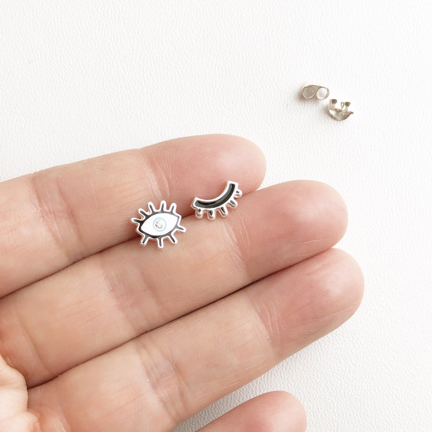 Modern Winking Eye Stud Earrings