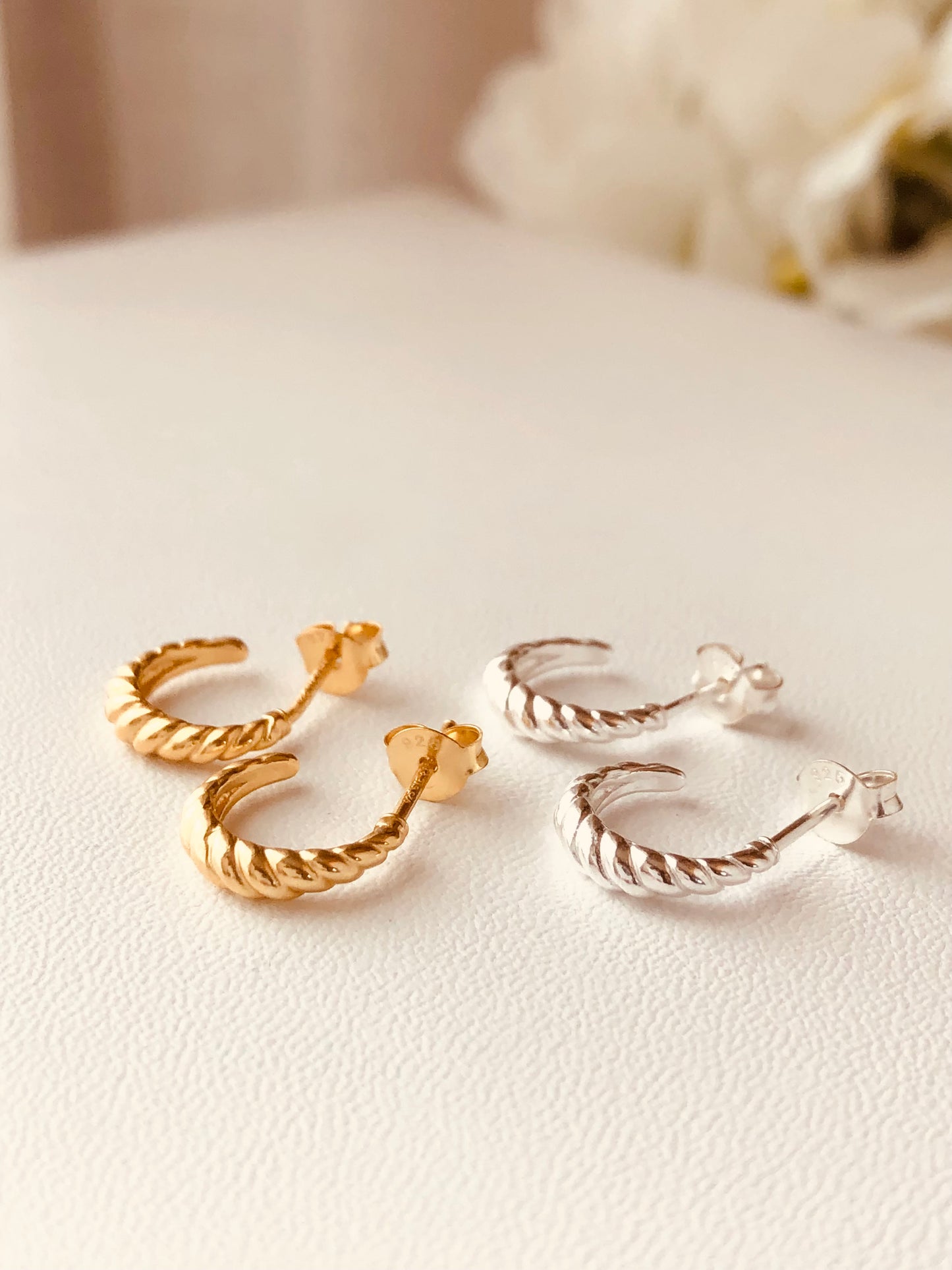 Twist Hoop Earrings, Half Hoop Earrings, Open Hoop Earrings, Half Hoop Studs, Simple Hoop Earrings, Gift For Her, Christmas Gift Ideas, mini Twist Hoop Earrings