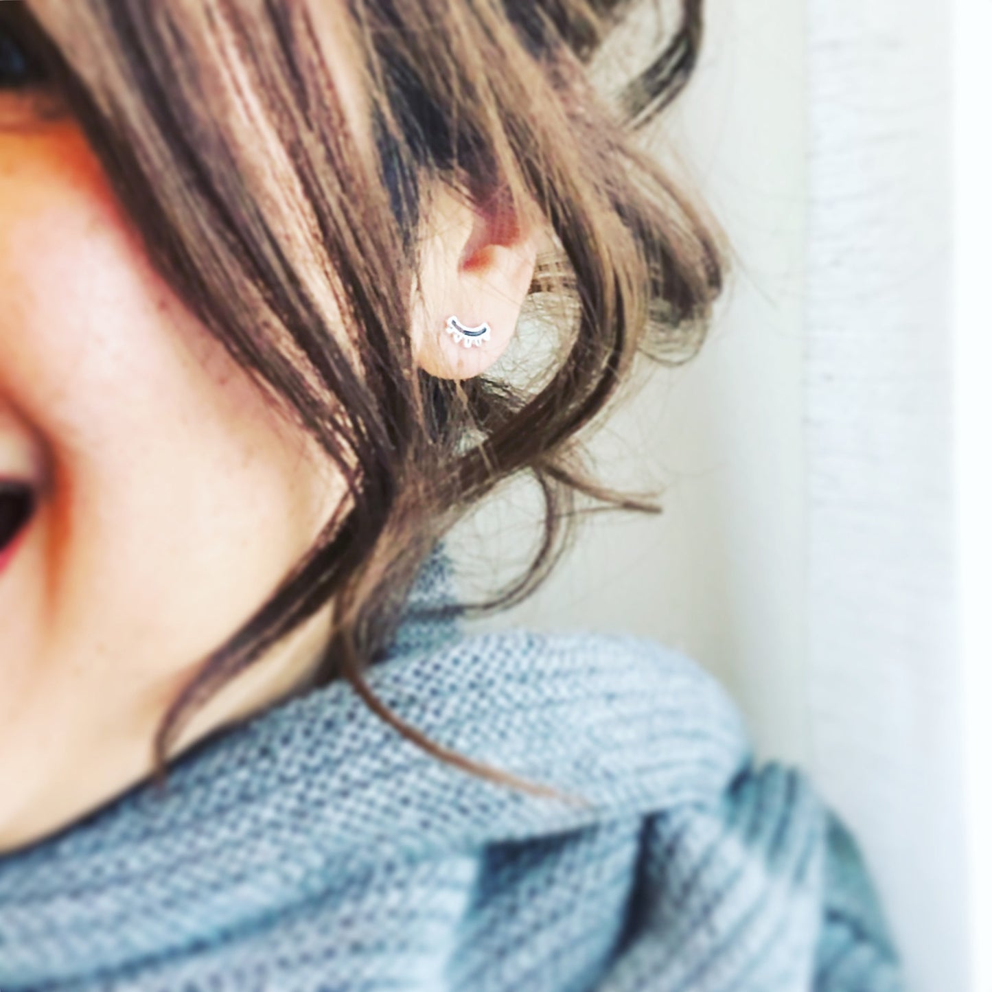 Modern Winking Eye Stud Earrings