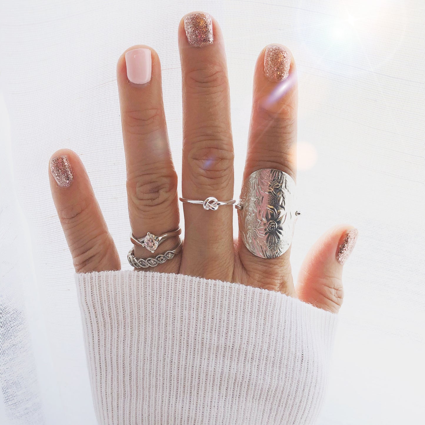 Mother’s Day Gift, Floral Disc Ring, Silver Hammered Ring, Circle Ring, Sterling Silver Ring, Silver Statement Ring, Textured Silver Ring