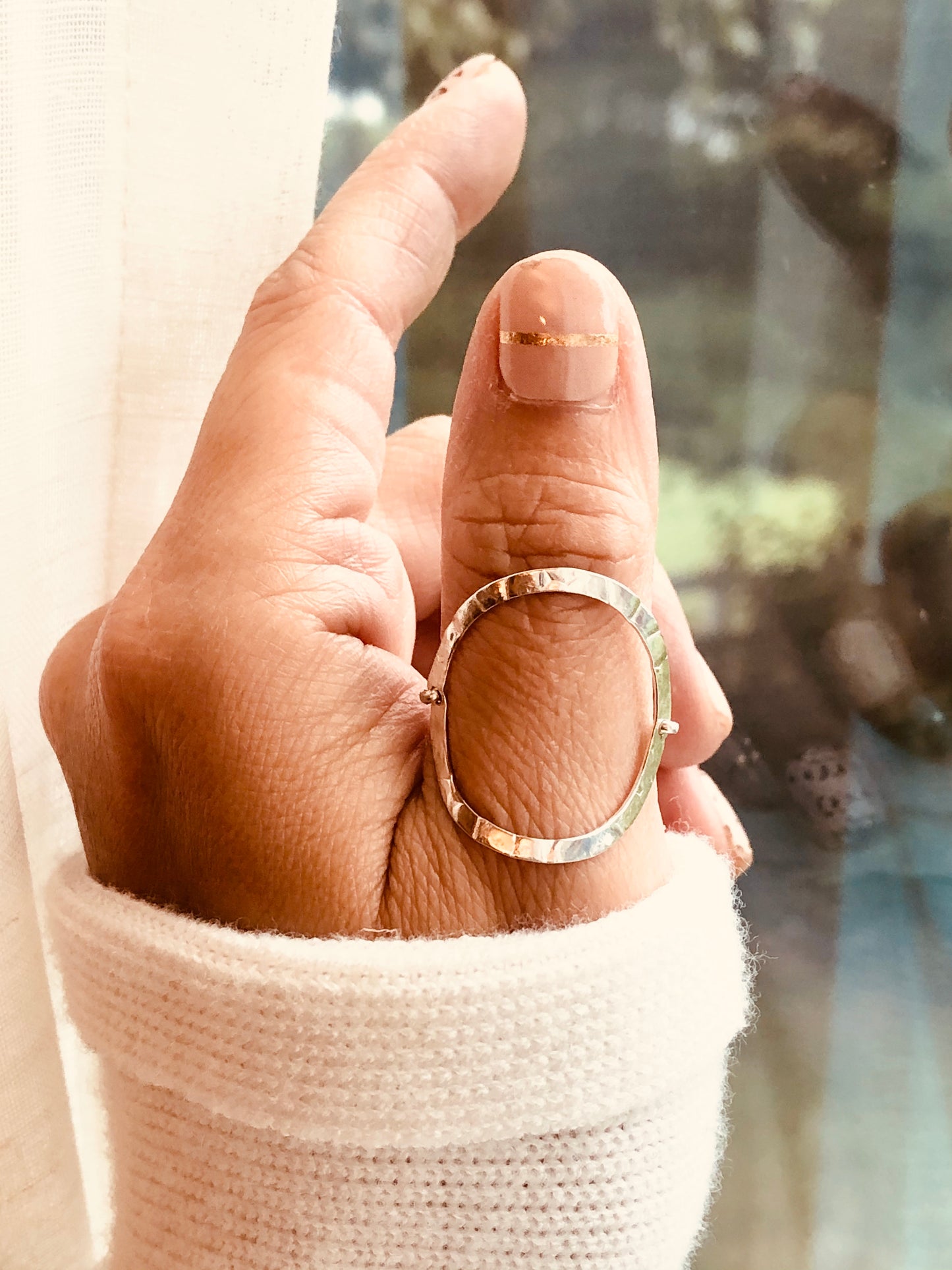 Open Circle Ring, Circle Ring, Sterling Silver Circle Ring, Geometric Gold Ring, Large Open Oval Ring, Karma Ring