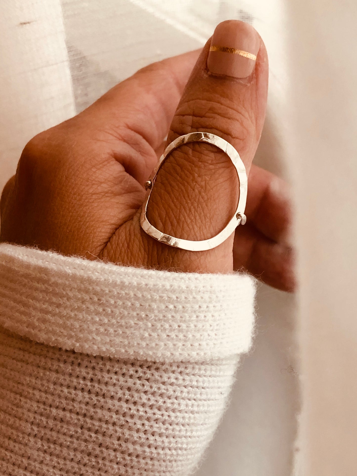 Open Circle Ring, Circle Ring, Sterling Silver Circle Ring, Geometric Gold Ring, Large Open Oval Ring, Karma Ring