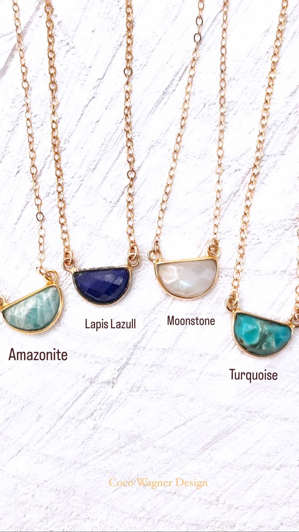 Half Moon Gemstone Necklace