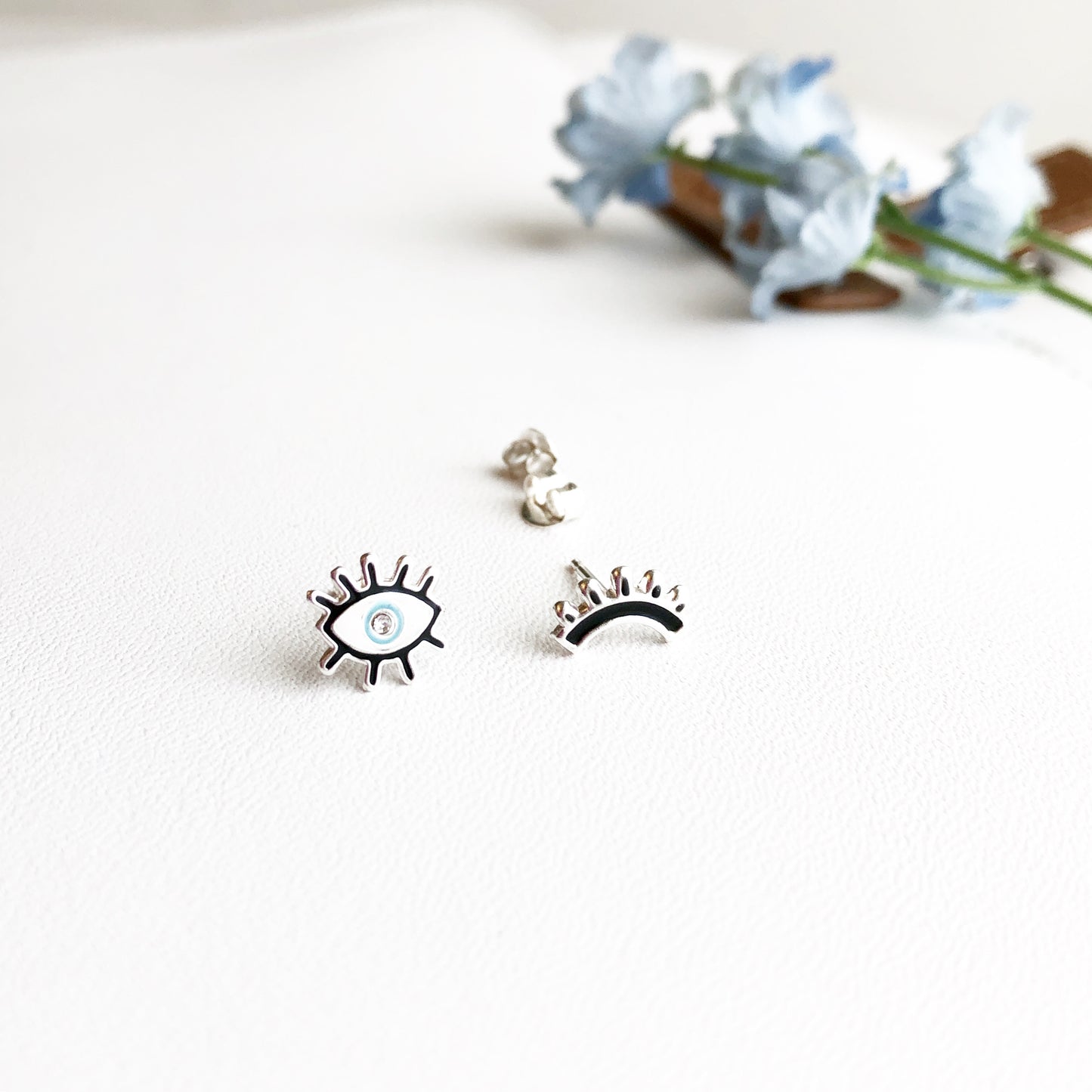 Modern Winking Eye Stud Earrings