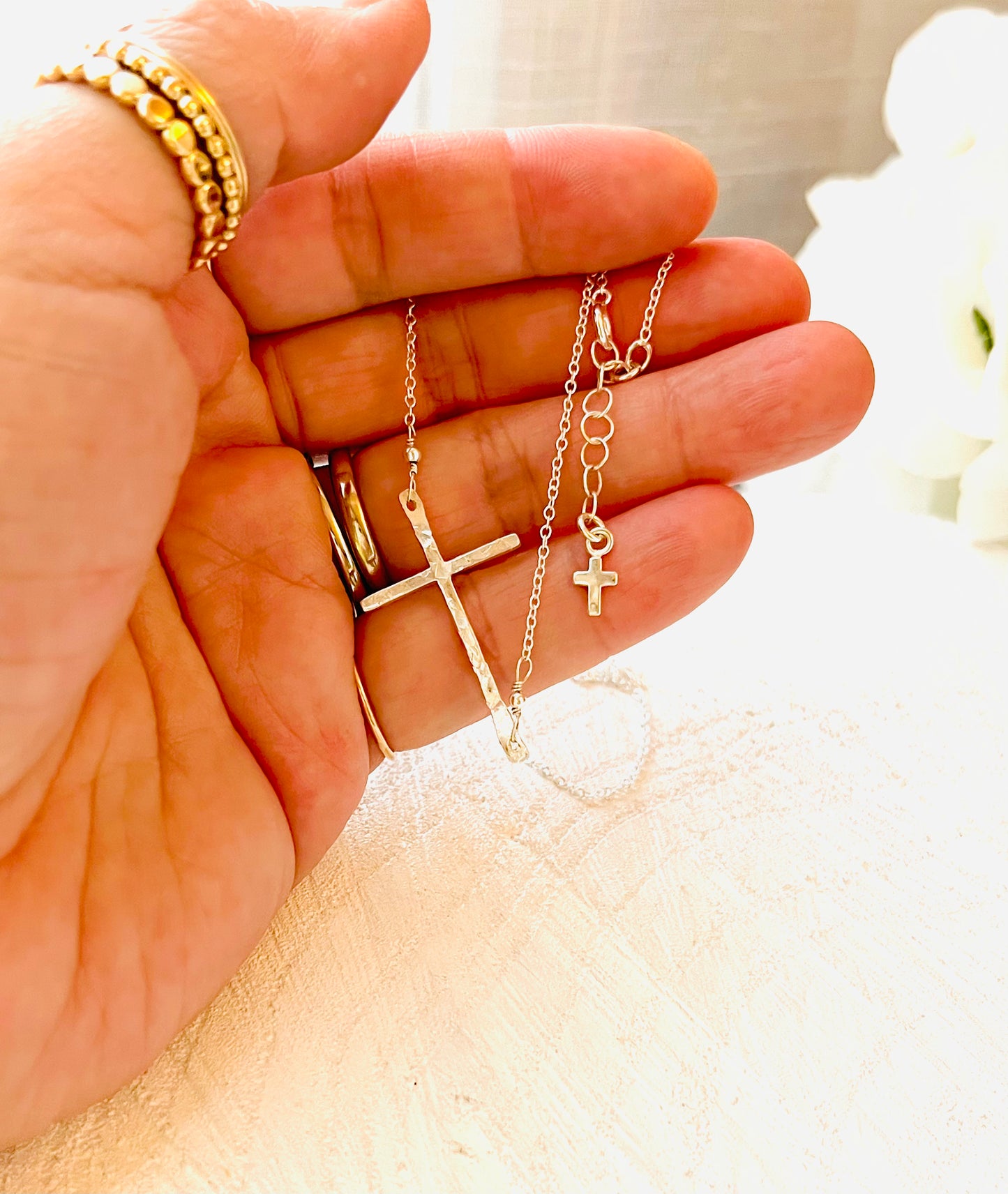Sterling Silver Sideways Cross Necklace, cross necklace, cross jewelry, gift for Mother, gift for her, everyday jewelry, gift ideas, holiday gift, birthday gifts, valentines gift