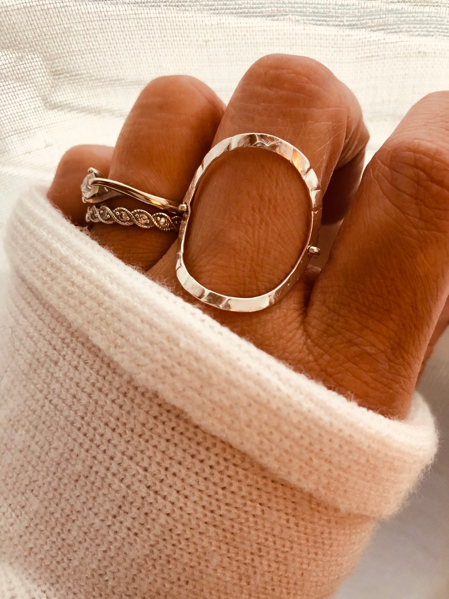 Open Circle Ring, Circle Ring, Sterling Silver Circle Ring, Geometric Gold Ring, Large Open Oval Ring, Karma Ring