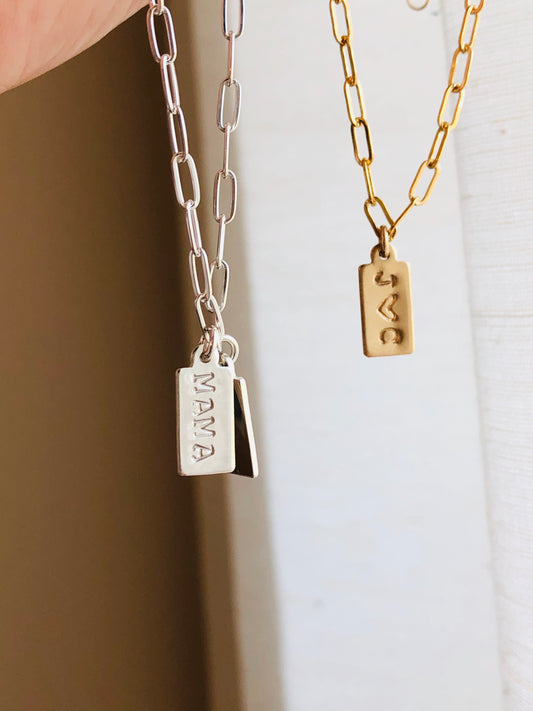Initial Necklace, tag necklace, initial tag necklace, personalized necklace, personalized jewelry, handmade jewelry, holidays gifts, birthday gifts, mother day gifts, valentines present, Christmas gift, gift for her, gift for daughter, gift for sister, mama jewelry, gift guide