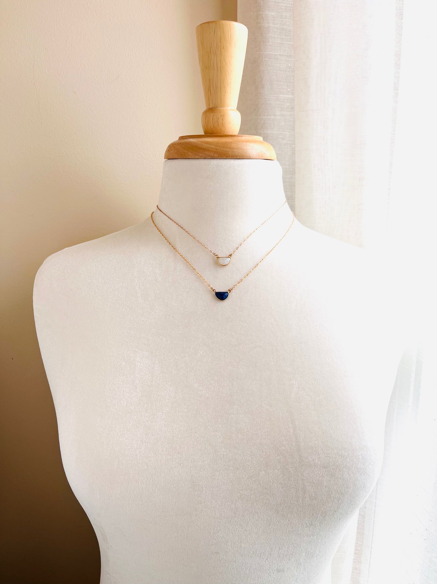 Half Moon Gemstone Necklace