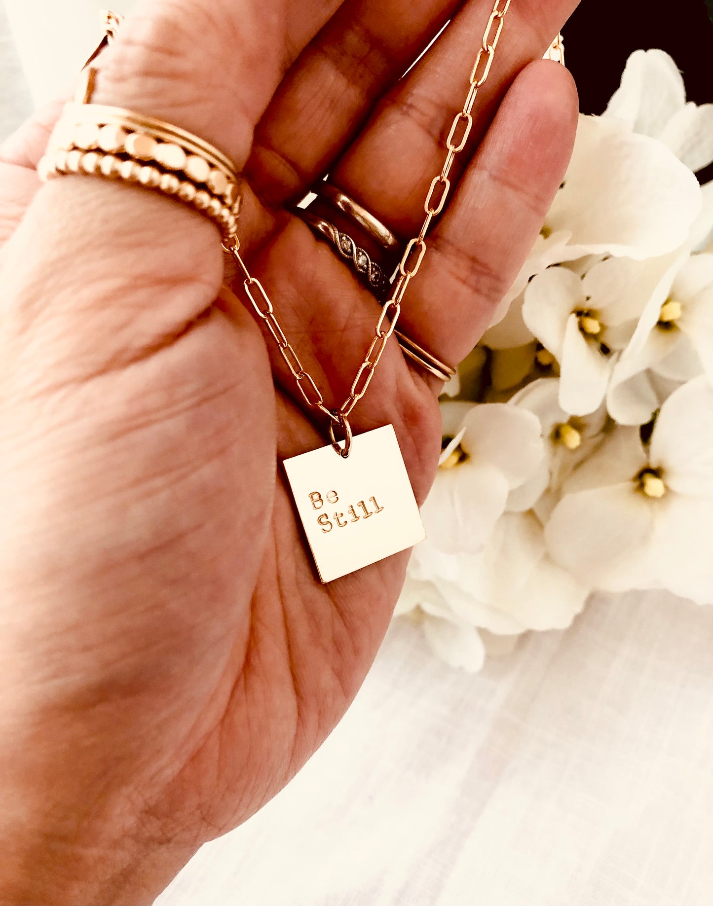 Square Plate Necklace, Personalized Necklace, Long Necklace, Hand Stamped Jewelry, Statement Necklace, Monogram and Name Jewelry, Office Outfit, Delicate Jewelry, Mothers Gift, Coco Wagner Jewelry, Gift For Her, Gift Ideas, Birthday Gift, Mothers Gift, Christmas Gift Ideas, Mothers Day Gift Minimalist Jewelry, Everyday Jewelry, Simple and Dainty