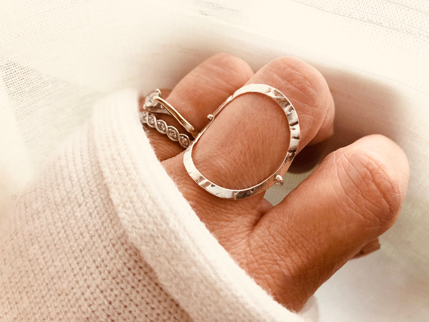 Open Circle Ring, Circle Ring, Sterling Silver Circle Ring, Geometric Gold Ring, Large Open Oval Ring, Karma Ring