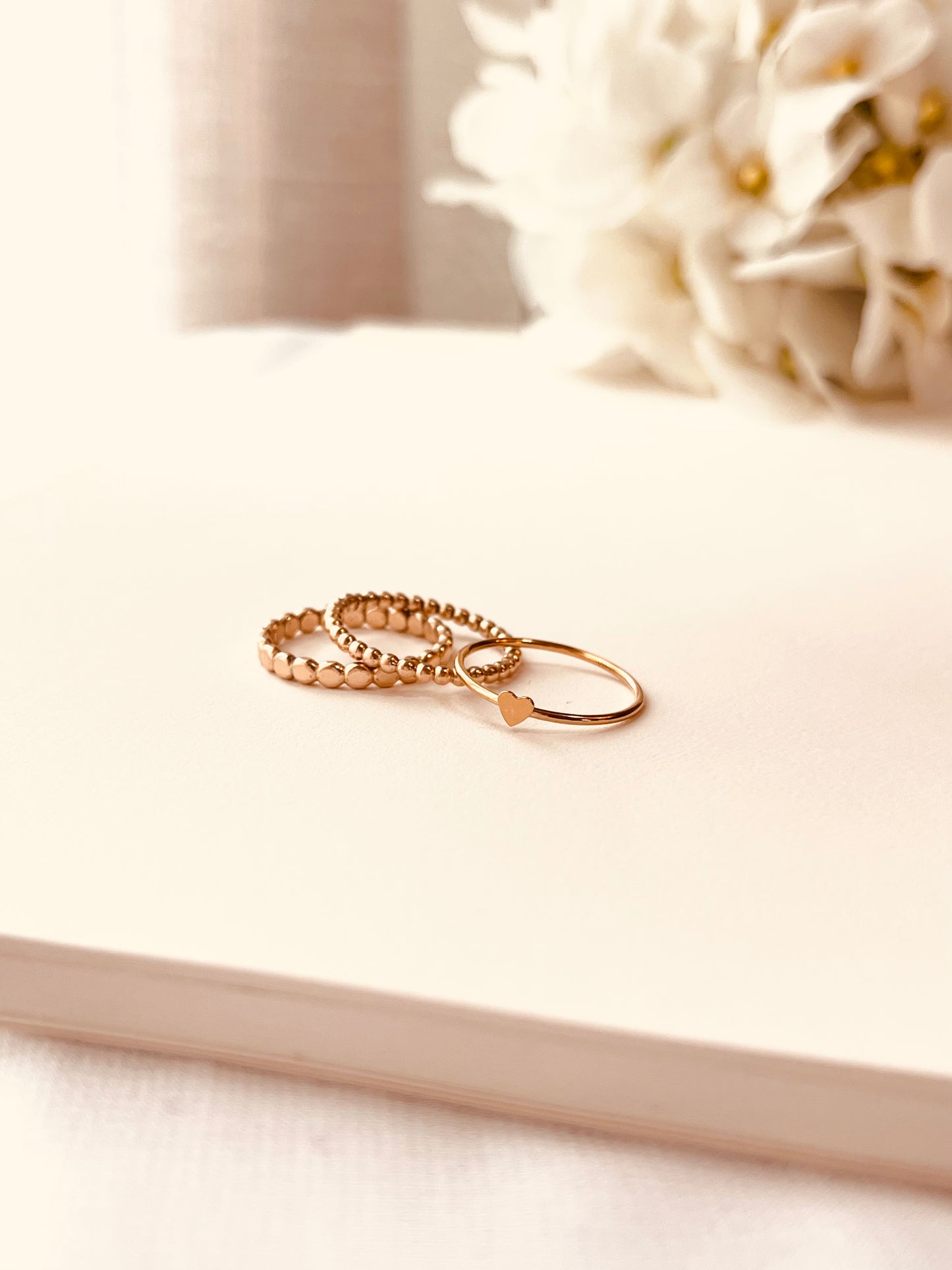 Tiny Heart Ring Set - Set Of 3
