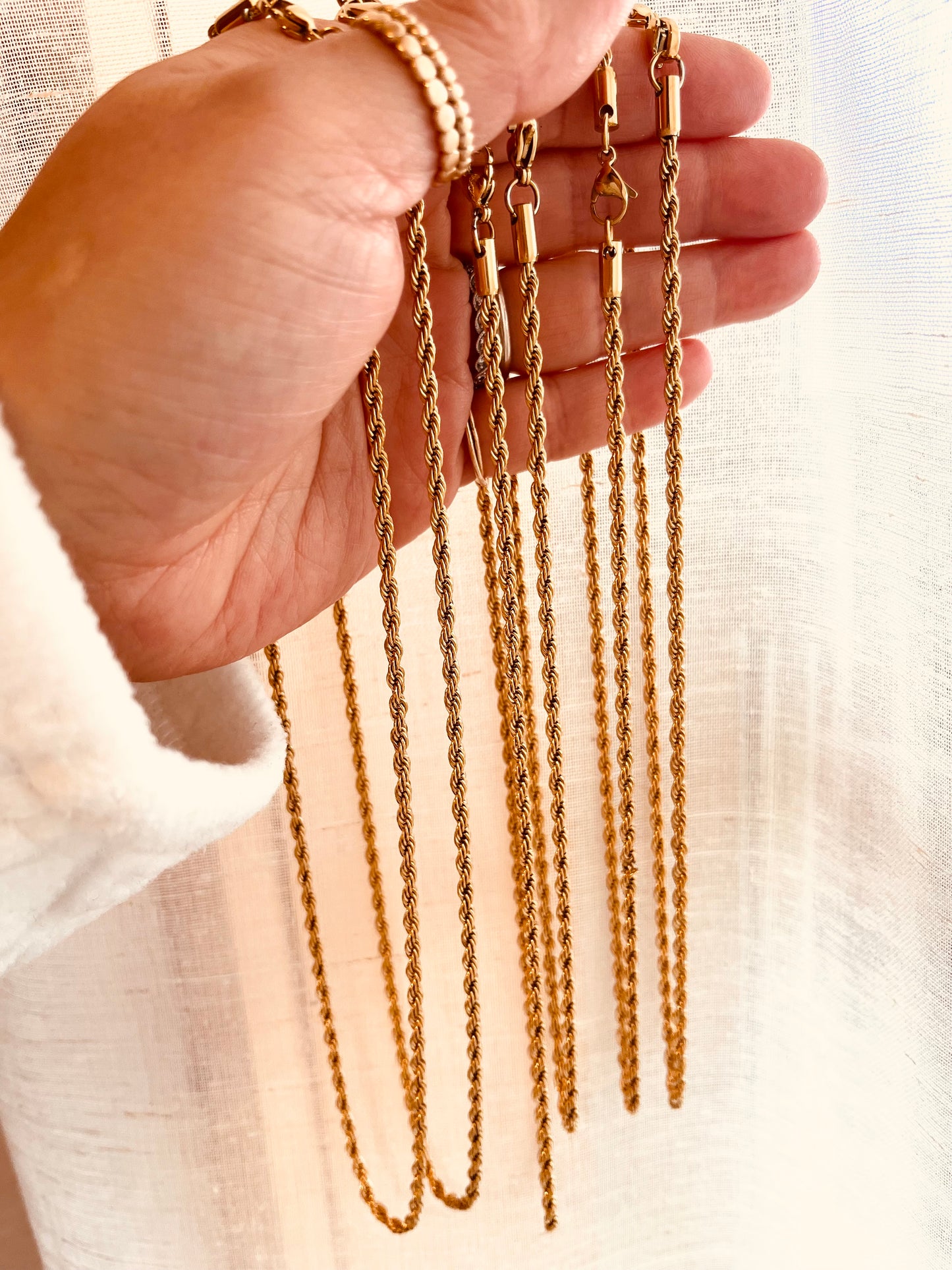 Gold Rope Chain Necklace 3mm – Waterproof Tarnish Resistant Twist Chain