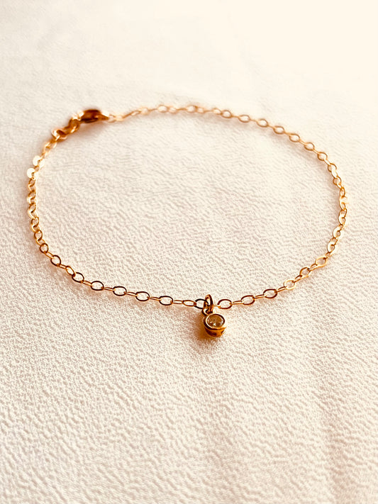 Super Dainty CZ Drop Bracelet | 14K Gold Filled Custom Fit Bracelet | Minimalist Layering Bracelet | Gift for Her