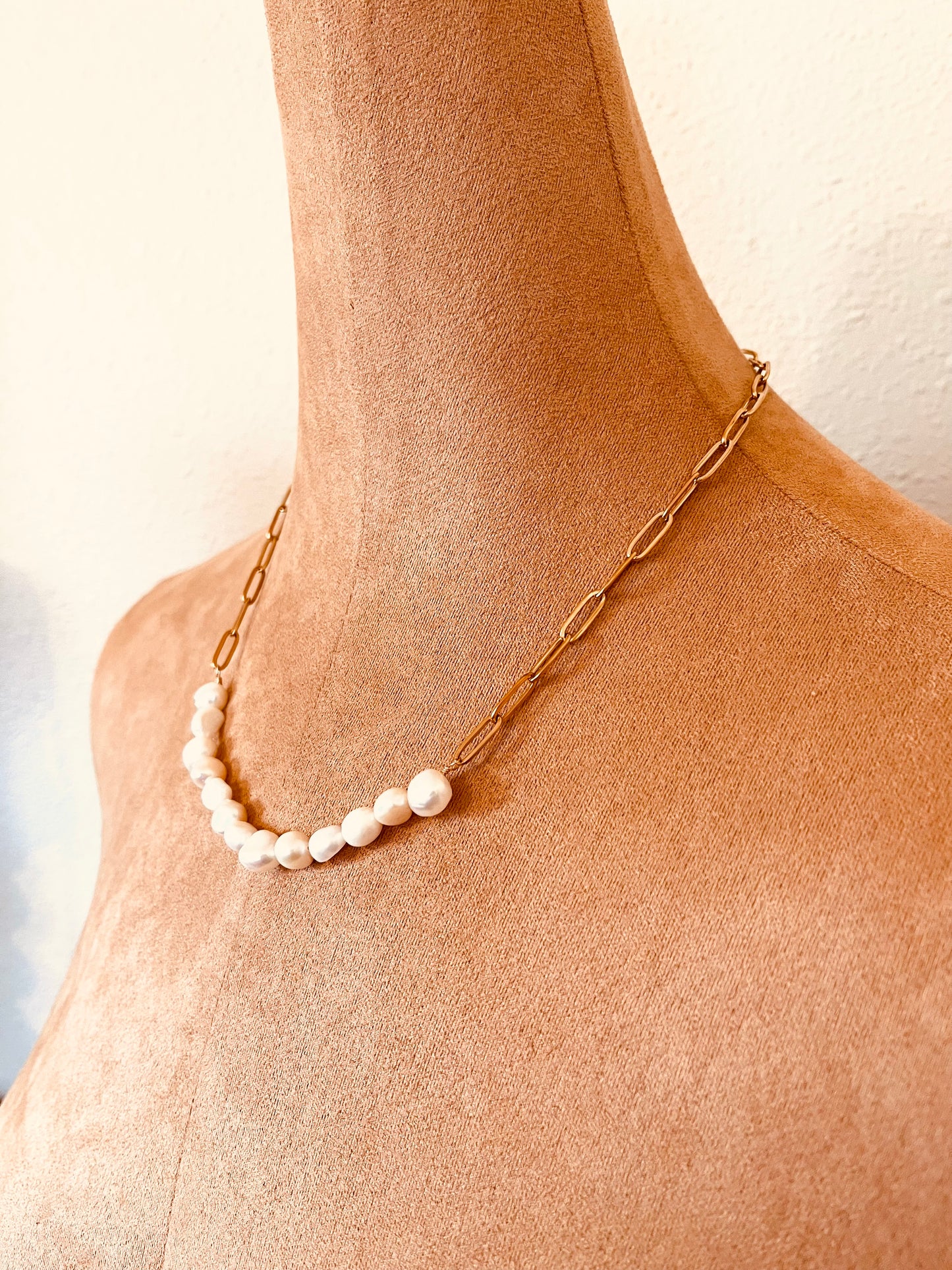 Chunky Pearl Necklace – Rustic Freshwater Pearl Necklace for Everyday Wear