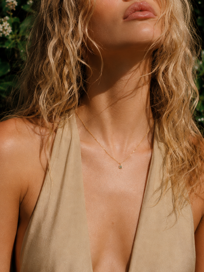 Tiny Peridot Necklace in 14K Gold Filled | August Birthstone Necklace for Women | Lightweight Everyday Jewelry | Minimal Gold Necklace