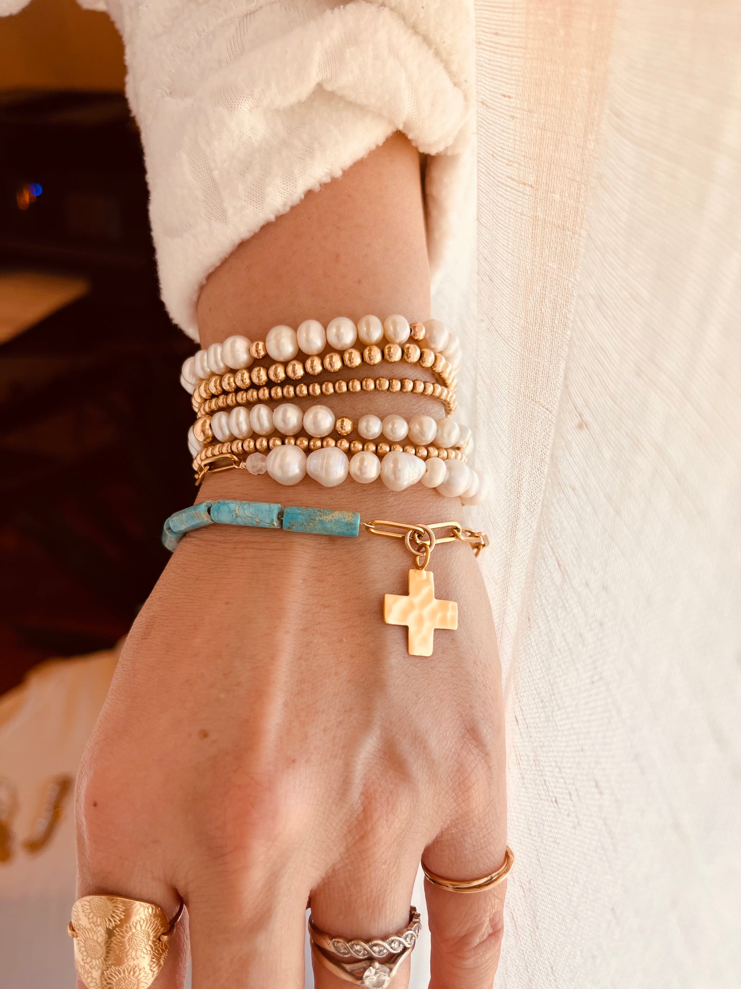 One-of-a-Kind Turquoise Cross Bracelet – Western Style Handmade Jewelry